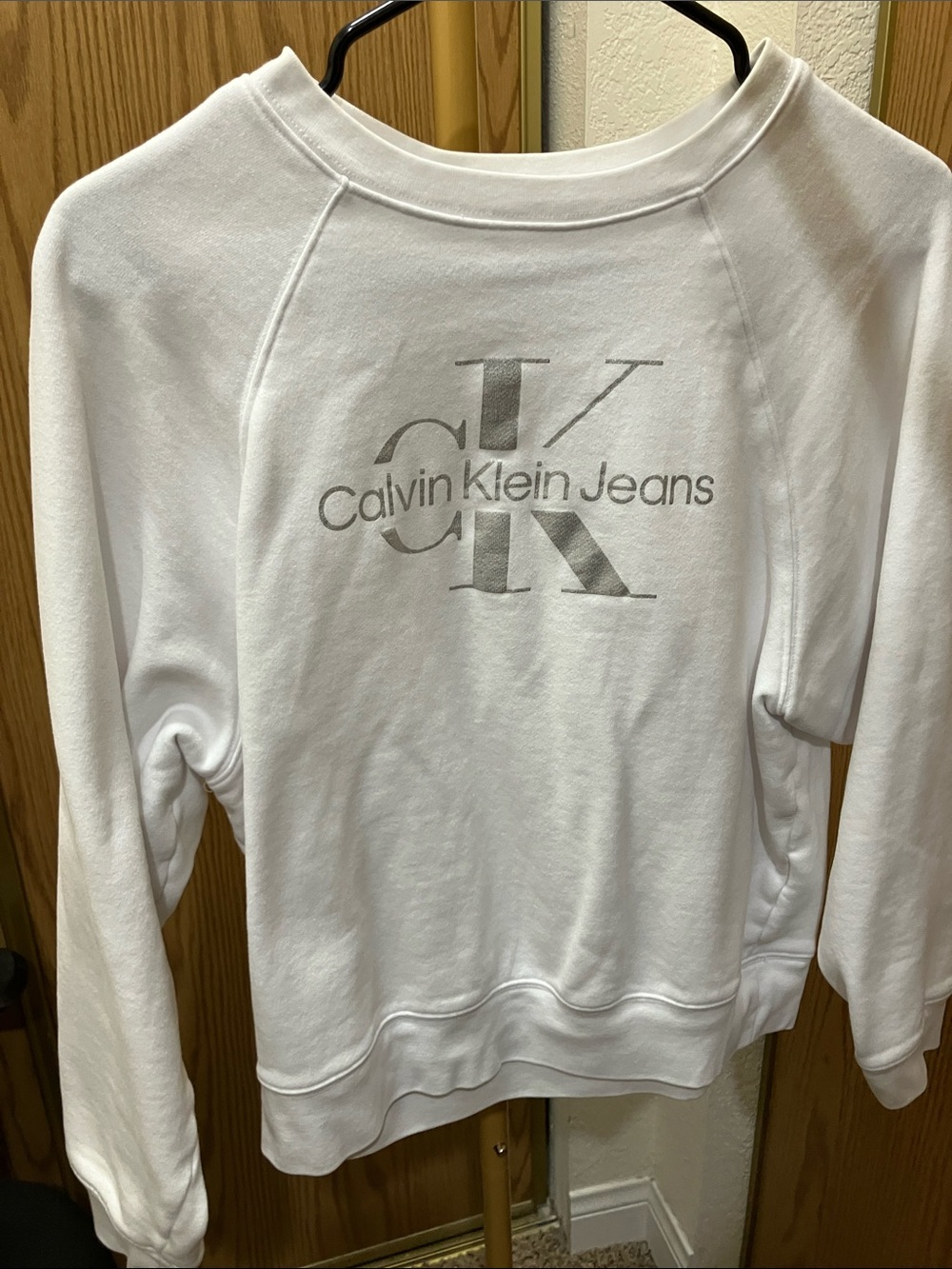 Calvin Klein Jeans White Logo Crewneck Sweatshirt